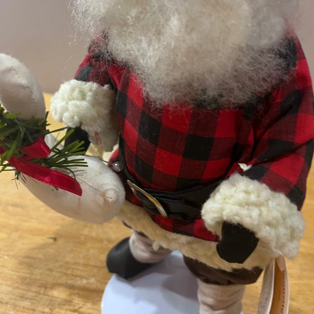 Overly-Raker Hearty Greetings Santa Doll Vtg 1994 Buffalo Plaid Woodsman‎ Goose